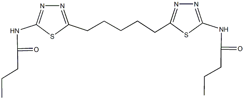 N-(5-{5-[5-(butyrylamino)-1,3,4-thiadiazol-2-yl]pentyl}-1,3,4-thiadiazol-2-yl)butanamide Struktur