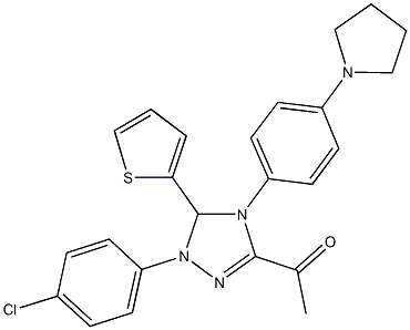 1-[1-(4-chlorophenyl)-4-[4-(1-pyrrolidinyl)phenyl]-5-(2-thienyl)-4,5-dihydro-1H-1,2,4-triazol-3-yl]ethanone Struktur