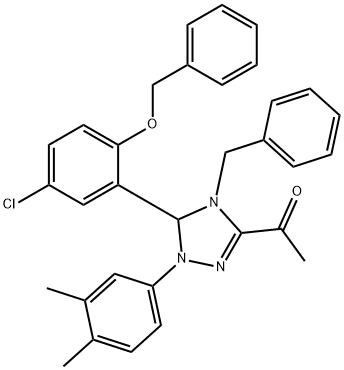 1-[4-benzyl-5-[2-(benzyloxy)-5-chlorophenyl]-1-(3,4-dimethylphenyl)-4,5-dihydro-1H-1,2,4-triazol-3-yl]ethanone Struktur