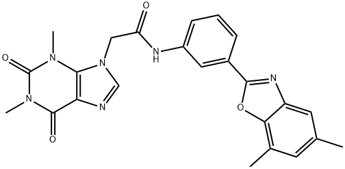 N-[3-(5,7-dimethyl-1,3-benzoxazol-2-yl)phenyl]-2-(1,3-dimethyl-2,6-dioxo-1,2,3,6-tetrahydro-9H-purin-9-yl)acetamide Struktur