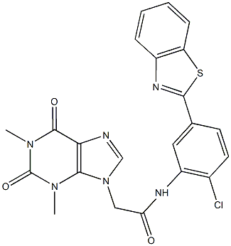 N-[5-(1,3-benzothiazol-2-yl)-2-chlorophenyl]-2-(1,3-dimethyl-2,6-dioxo-1,2,3,6-tetrahydro-9H-purin-9-yl)acetamide Struktur