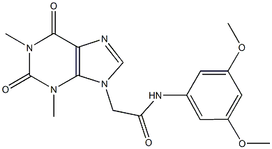 N-(3,5-dimethoxyphenyl)-2-(1,3-dimethyl-2,6-dioxo-1,2,3,6-tetrahydro-9H-purin-9-yl)acetamide Struktur