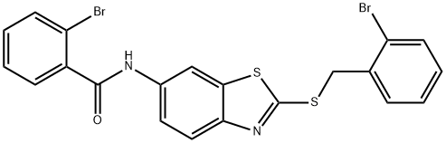 2-bromo-N-{2-[(2-bromobenzyl)sulfanyl]-1,3-benzothiazol-6-yl}benzamide Struktur