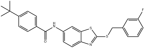 4-tert-butyl-N-{2-[(3-fluorobenzyl)sulfanyl]-1,3-benzothiazol-6-yl}benzamide Struktur