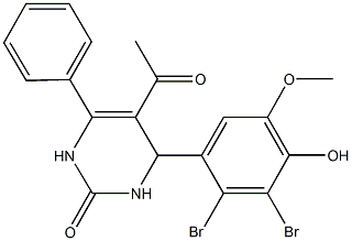 5-acetyl-4-(2,3-dibromo-4-hydroxy-5-methoxyphenyl)-6-phenyl-3,4-dihydro-2(1H)-pyrimidinone Struktur