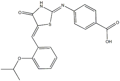 4-{[5-(2-isopropoxybenzylidene)-4-oxo-1,3-thiazolidin-2-ylidene]amino}benzoic acid Struktur