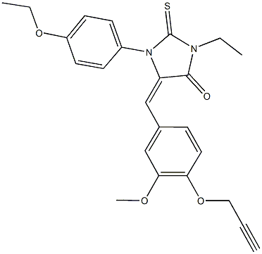 1-(4-ethoxyphenyl)-3-ethyl-5-[3-methoxy-4-(2-propynyloxy)benzylidene]-2-thioxo-4-imidazolidinone Struktur