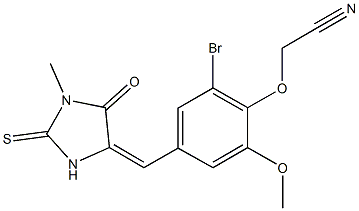 {2-bromo-6-methoxy-4-[(1-methyl-5-oxo-2-thioxo-4-imidazolidinylidene)methyl]phenoxy}acetonitrile Struktur