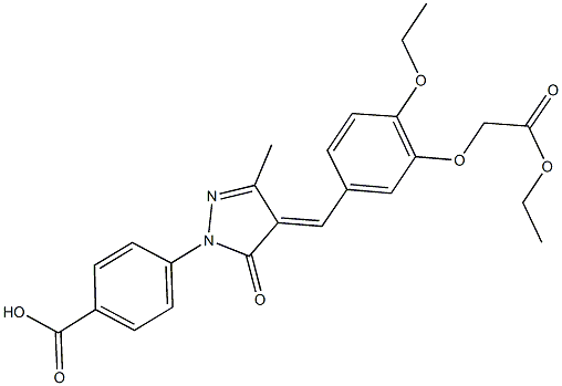 4-{4-[4-ethoxy-3-(2-ethoxy-2-oxoethoxy)benzylidene]-3-methyl-5-oxo-4,5-dihydro-1H-pyrazol-1-yl}benzoic acid Struktur