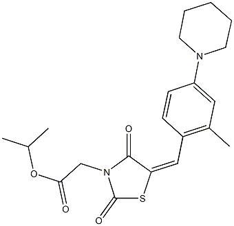 isopropyl {5-[2-methyl-4-(1-piperidinyl)benzylidene]-2,4-dioxo-1,3-thiazolidin-3-yl}acetate Struktur