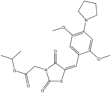 isopropyl {5-[2,5-dimethoxy-4-(1-pyrrolidinyl)benzylidene]-2,4-dioxo-1,3-thiazolidin-3-yl}acetate Struktur