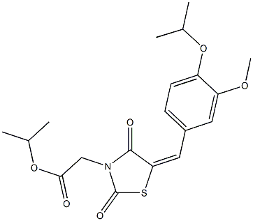 isopropyl [5-(4-isopropoxy-3-methoxybenzylidene)-2,4-dioxo-1,3-thiazolidin-3-yl]acetate Struktur