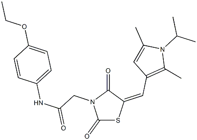 N-(4-ethoxyphenyl)-2-{5-[(1-isopropyl-2,5-dimethyl-1H-pyrrol-3-yl)methylene]-2,4-dioxo-1,3-thiazolidin-3-yl}acetamide Struktur