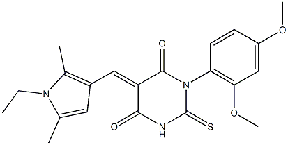 1-(2,4-dimethoxyphenyl)-5-[(1-ethyl-2,5-dimethyl-1H-pyrrol-3-yl)methylene]-2-thioxodihydro-4,6(1H,5H)-pyrimidinedione Struktur