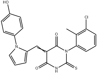 1-(3-chloro-2-methylphenyl)-5-{[1-(4-hydroxyphenyl)-1H-pyrrol-2-yl]methylene}-2-thioxodihydro-4,6(1H,5H)-pyrimidinedione Struktur