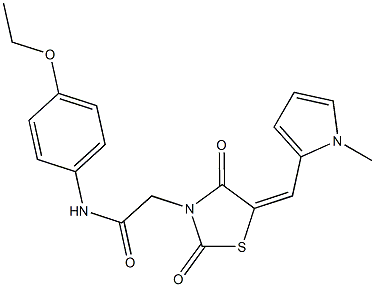 N-(4-ethoxyphenyl)-2-{5-[(1-methyl-1H-pyrrol-2-yl)methylene]-2,4-dioxo-1,3-thiazolidin-3-yl}acetamide Struktur