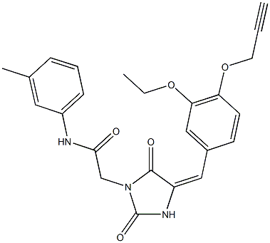 2-{4-[3-ethoxy-4-(2-propynyloxy)benzylidene]-2,5-dioxo-1-imidazolidinyl}-N-(3-methylphenyl)acetamide Struktur