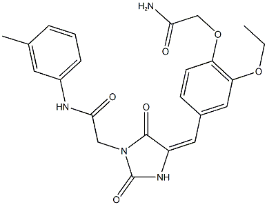 2-{4-[4-(2-amino-2-oxoethoxy)-3-ethoxybenzylidene]-2,5-dioxo-1-imidazolidinyl}-N-(3-methylphenyl)acetamide Struktur