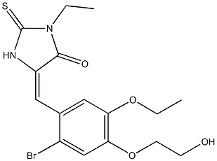 5-[2-bromo-5-ethoxy-4-(2-hydroxyethoxy)benzylidene]-3-ethyl-2-thioxo-4-imidazolidinone Struktur