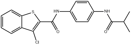 3-chloro-N-[4-(isobutyrylamino)phenyl]-1-benzothiophene-2-carboxamide Struktur