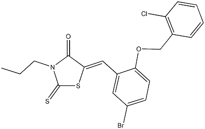 5-{5-bromo-2-[(2-chlorobenzyl)oxy]benzylidene}-3-propyl-2-thioxo-1,3-thiazolidin-4-one Struktur