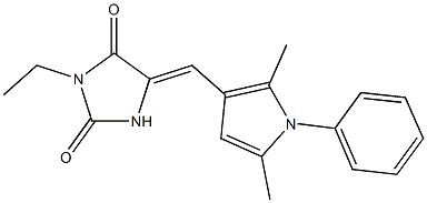 5-[(2,5-dimethyl-1-phenyl-1H-pyrrol-3-yl)methylene]-3-ethyl-2,4-imidazolidinedione Struktur