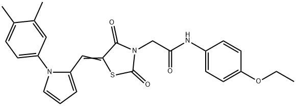 2-(5-{[1-(3,4-dimethylphenyl)-1H-pyrrol-2-yl]methylene}-2,4-dioxo-1,3-thiazolidin-3-yl)-N-(4-ethoxyphenyl)acetamide Struktur