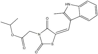 isopropyl {5-[(2-methyl-1H-indol-3-yl)methylene]-2,4-dioxo-1,3-thiazolidin-3-yl}acetate Struktur