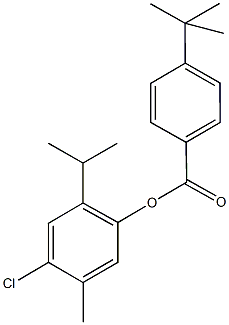 4-chloro-2-isopropyl-5-methylphenyl 4-tert-butylbenzoate Struktur