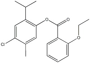 4-chloro-2-isopropyl-5-methylphenyl 2-ethoxybenzoate Struktur