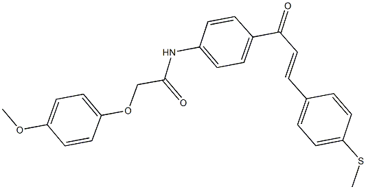 2-(4-methoxyphenoxy)-N-(4-{3-[4-(methylsulfanyl)phenyl]acryloyl}phenyl)acetamide Struktur