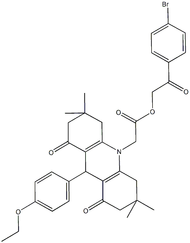 2-(4-bromophenyl)-2-oxoethyl (9-(4-ethoxyphenyl)-3,3,6,6-tetramethyl-1,8-dioxo-2,3,4,5,6,7,8,9-octahydro-10(1H)-acridinyl)acetate Struktur