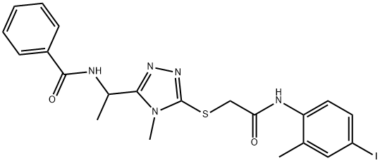 N-[1-(5-{[2-(4-iodo-2-methylanilino)-2-oxoethyl]sulfanyl}-4-methyl-4H-1,2,4-triazol-3-yl)ethyl]benzamide Struktur