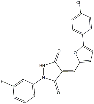 4-{[5-(4-chlorophenyl)-2-furyl]methylene}-1-(3-fluorophenyl)-3,5-pyrazolidinedione Struktur