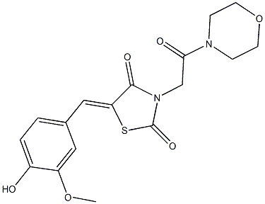 5-(4-hydroxy-3-methoxybenzylidene)-3-[2-(4-morpholinyl)-2-oxoethyl]-1,3-thiazolidine-2,4-dione Struktur