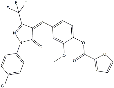 4-{[1-(4-chlorophenyl)-5-oxo-3-(trifluoromethyl)-1,5-dihydro-4H-pyrazol-4-ylidene]methyl}-2-methoxyphenyl 2-furoate Struktur