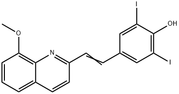 2,6-diiodo-4-[2-(8-methoxyquinolin-2-yl)vinyl]phenol Struktur