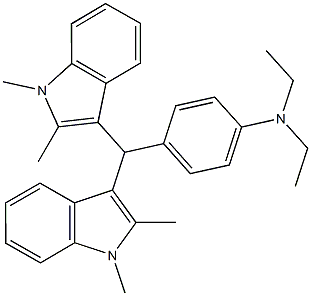 4-[bis(1,2-dimethyl-1H-indol-3-yl)methyl]-N,N-diethylaniline Struktur