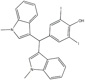 4-[bis(1-methyl-1H-indol-3-yl)methyl]-2,6-diiodophenol Struktur