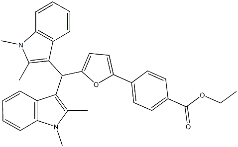 ethyl 4-{5-[bis(1,2-dimethyl-1H-indol-3-yl)methyl]-2-furyl}benzoate Struktur