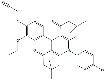 10-(4-bromophenyl)-9-[3-ethoxy-4-(2-propynyloxy)phenyl]-3,3,6,6-tetramethyl-3,4,6,7,9,10-hexahydro-1,8(2H,5H)-acridinedione Struktur