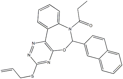 allyl 6-(2-naphthyl)-7-propionyl-6,7-dihydro[1,2,4]triazino[5,6-d][3,1]benzoxazepin-3-yl sulfide Struktur