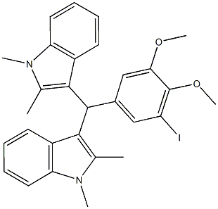 3-[(1,2-dimethyl-1H-indol-3-yl)(3-iodo-4,5-dimethoxyphenyl)methyl]-1,2-dimethyl-1H-indole Struktur