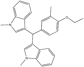 4-[bis(1-methyl-1H-indol-3-yl)methyl]-2-methylphenyl ethyl ether Struktur