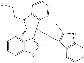 1-(2-chloroethyl)-3,3-bis(2-methyl-1H-indol-3-yl)-1,3-dihydro-2H-indol-2-one Struktur