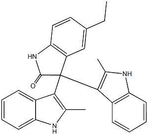 5-ethyl-3,3-bis(2-methyl-1H-indol-3-yl)-1,3-dihydro-2H-indol-2-one Struktur