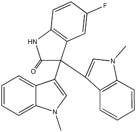 5-fluoro-3,3-bis(1-methyl-1H-indol-3-yl)-1,3-dihydro-2H-indol-2-one Struktur