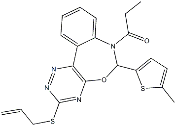 allyl 6-(5-methyl-2-thienyl)-7-propionyl-6,7-dihydro[1,2,4]triazino[5,6-d][3,1]benzoxazepin-3-yl sulfide Struktur