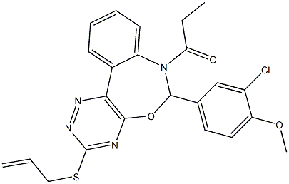 4-[3-(allylsulfanyl)-7-propionyl-6,7-dihydro[1,2,4]triazino[5,6-d][3,1]benzoxazepin-6-yl]-2-chlorophenyl methyl ether Struktur