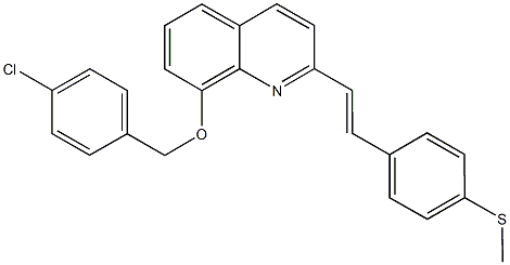 8-[(4-chlorobenzyl)oxy]-2-{2-[4-(methylsulfanyl)phenyl]vinyl}quinoline Struktur